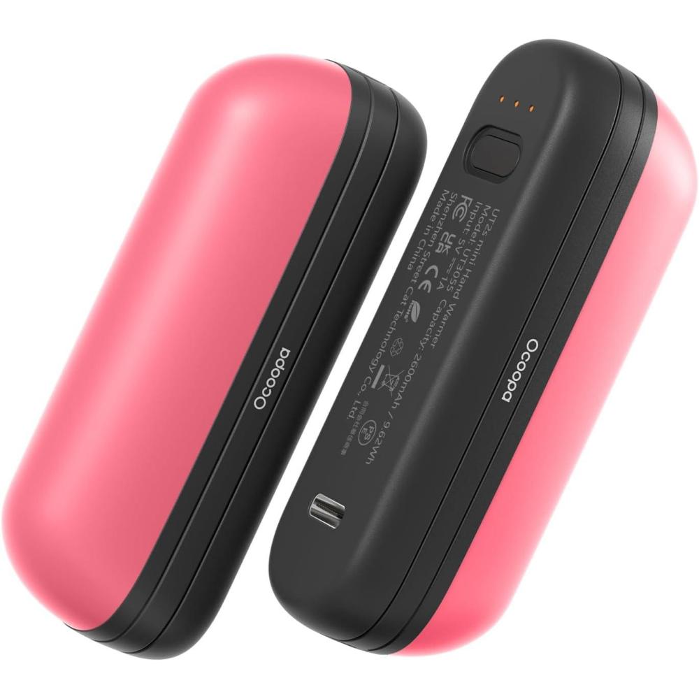 imageOCOOPA 2 in 1 Magnetic Rechargeable Hand Warmers UT2s Mini Electric Handwarmers 2 Pack Split USBC Reusable Portable Pocket Heater Raynauds Golf Christmas Tech Gifts for Women MenPink