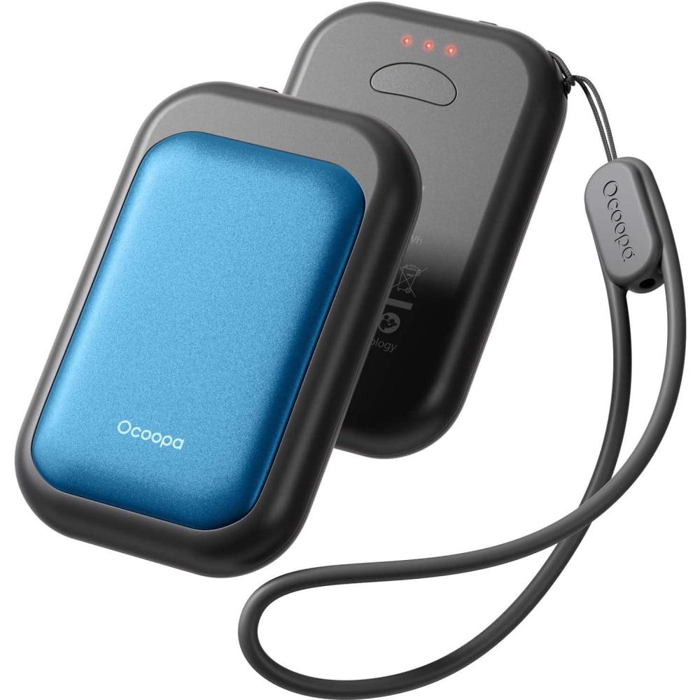 imageOCOOPA Magnetic Rechargeable Hand Warmers 2 Pack CardStyle Electric Hand Warmer 5000mAh Pocket Portable Hands Heater UL Certified 3 Heat Settings Tech Gifts for Men Purse Must Haves UT4 YoungOcean Blue