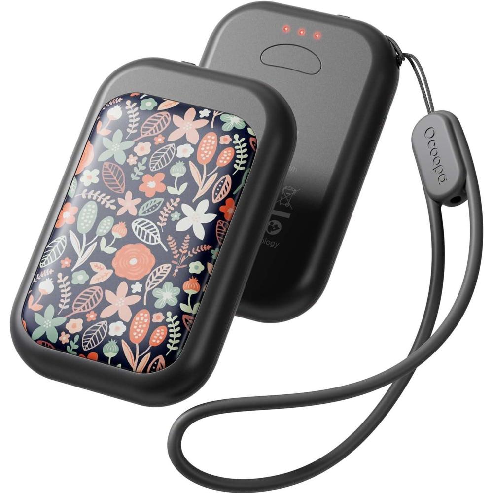 imageOCOOPA Magnetic Rechargeable Hand Warmers 2 Pack CardStyle Electric Hand Warmer 5000mAh Pocket Portable Hands Heater UL Certified 3 Heat Settings Tech Gifts for Men Purse Must Haves UT4 YoungFresh Blossoms